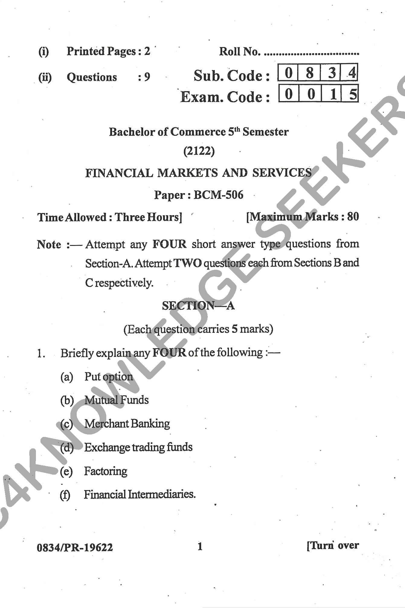 Question Paper Page 1