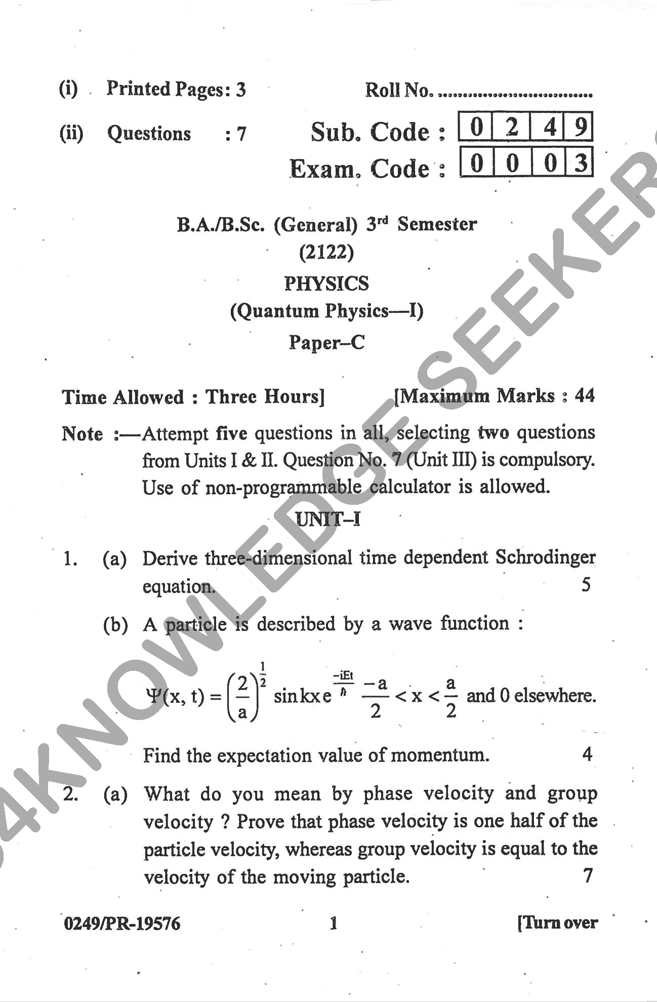 Question Paper Page 1