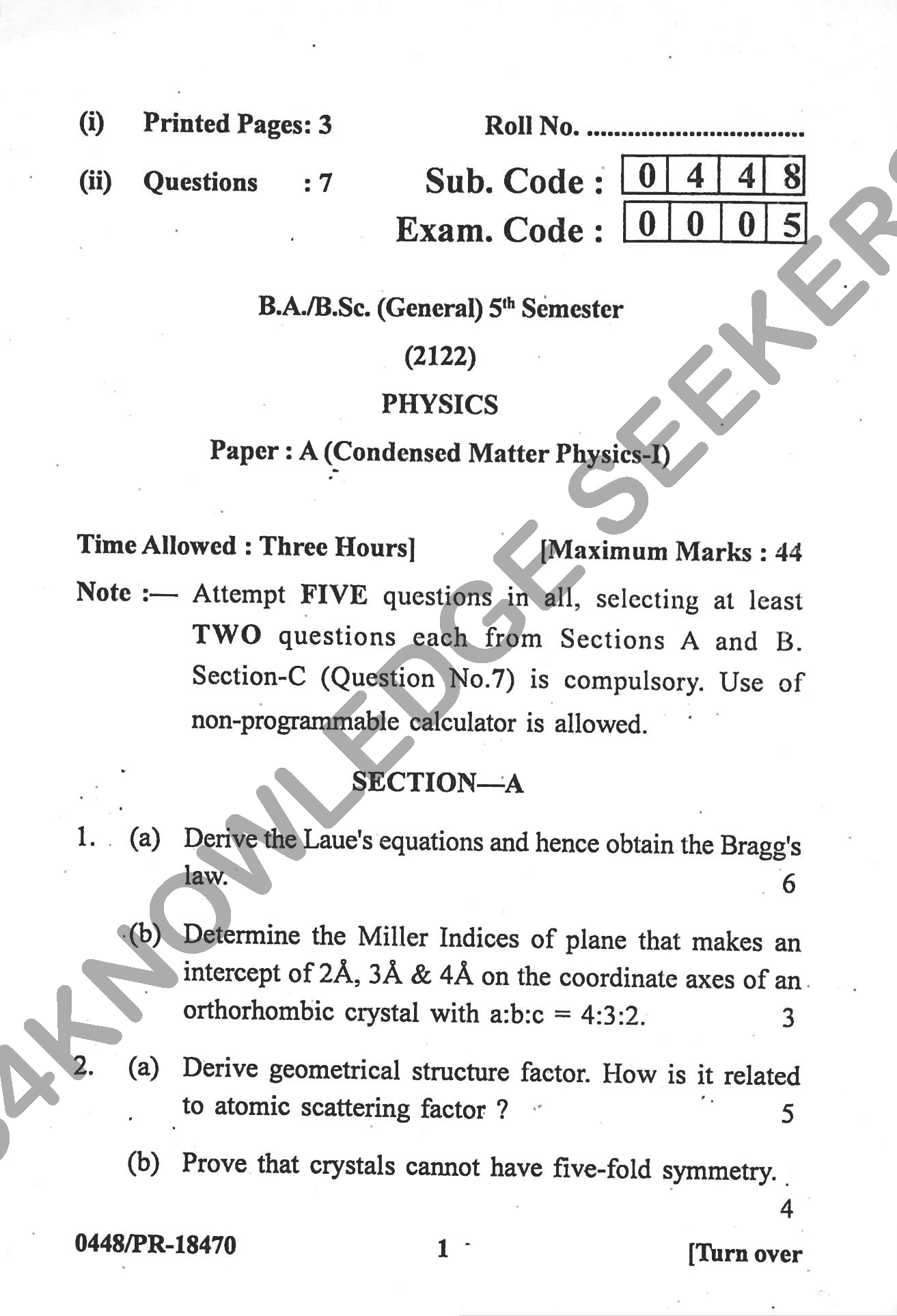 Question Paper Page 1