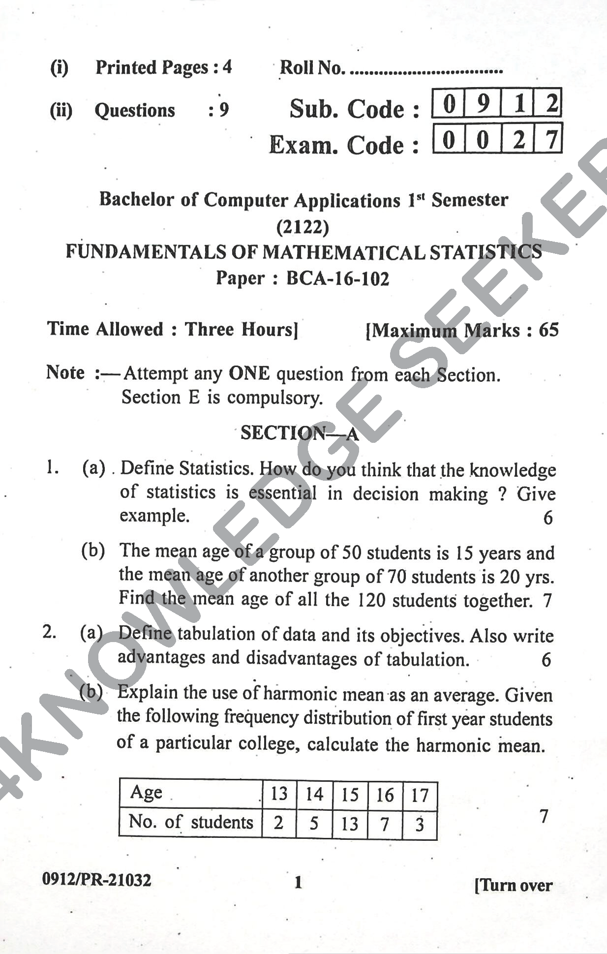 Question Paper Page 1