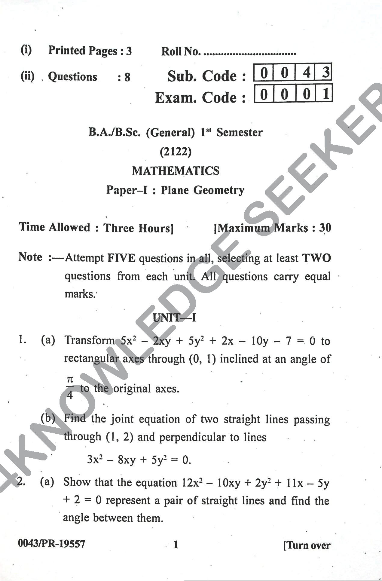 Question Paper Page 1