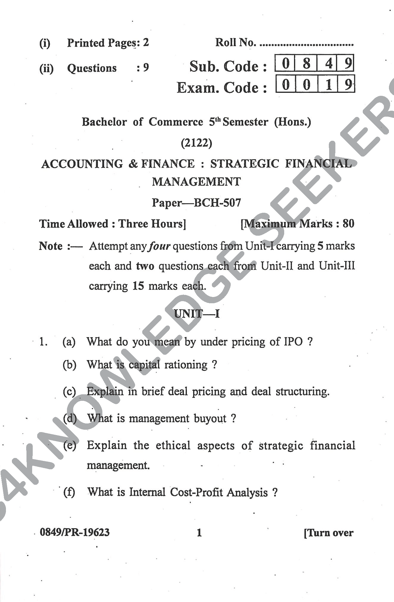 Question Paper Page 1