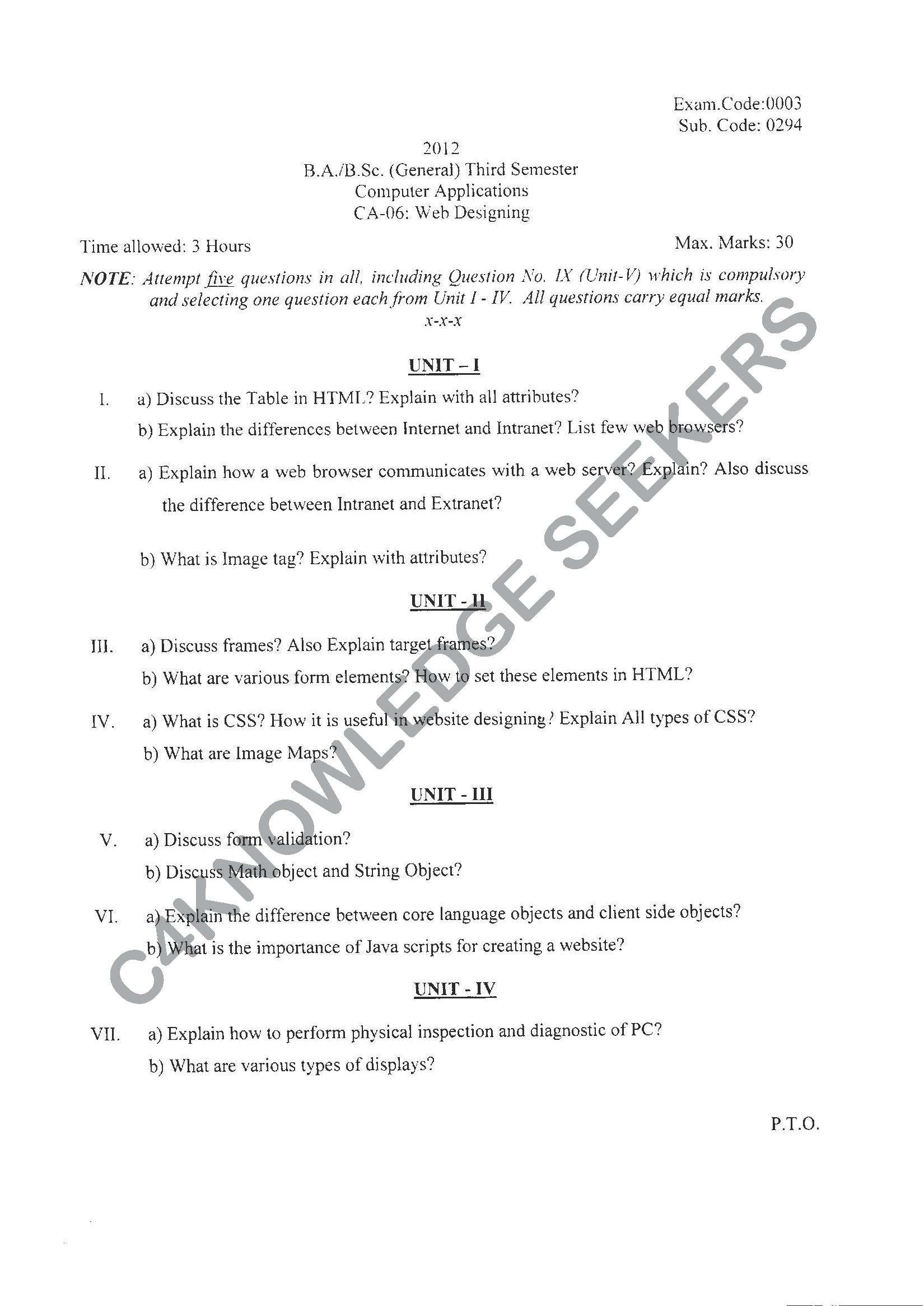 Question Paper Page 1