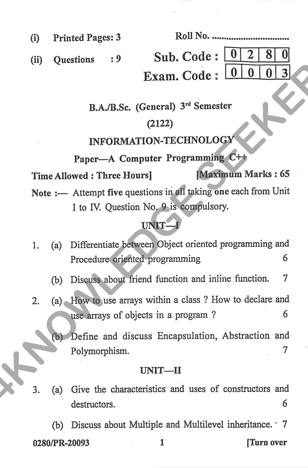 Question Paper Page 1