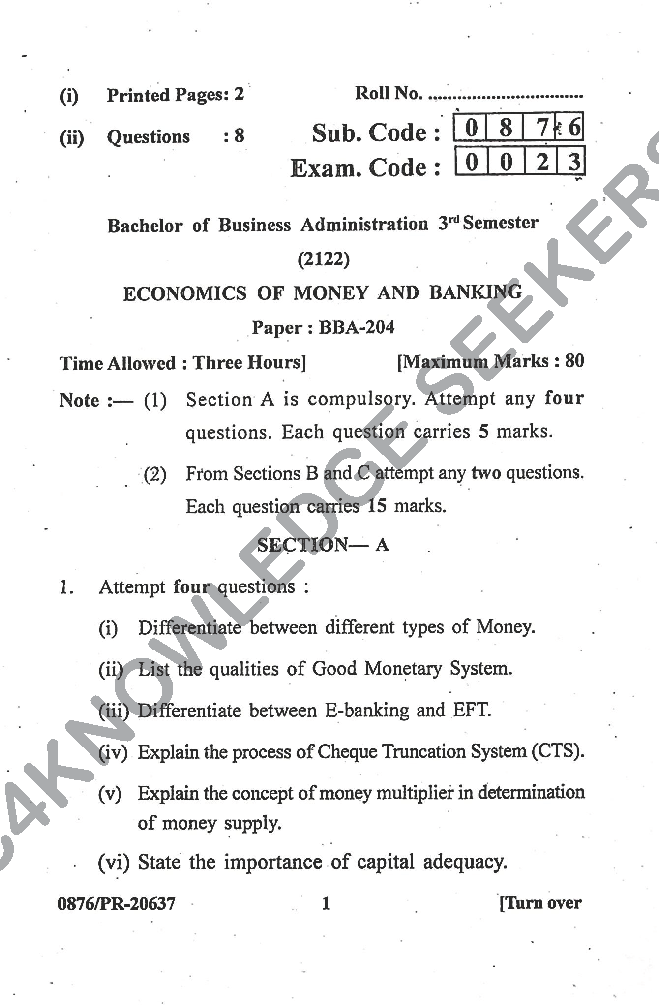 Question Paper Page 1