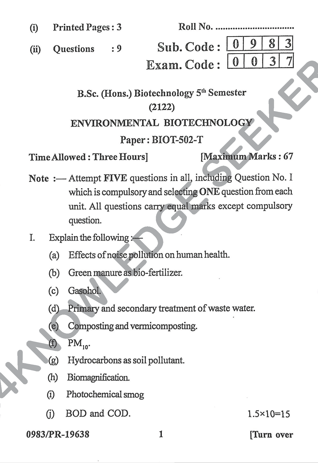 Question Paper Page 1