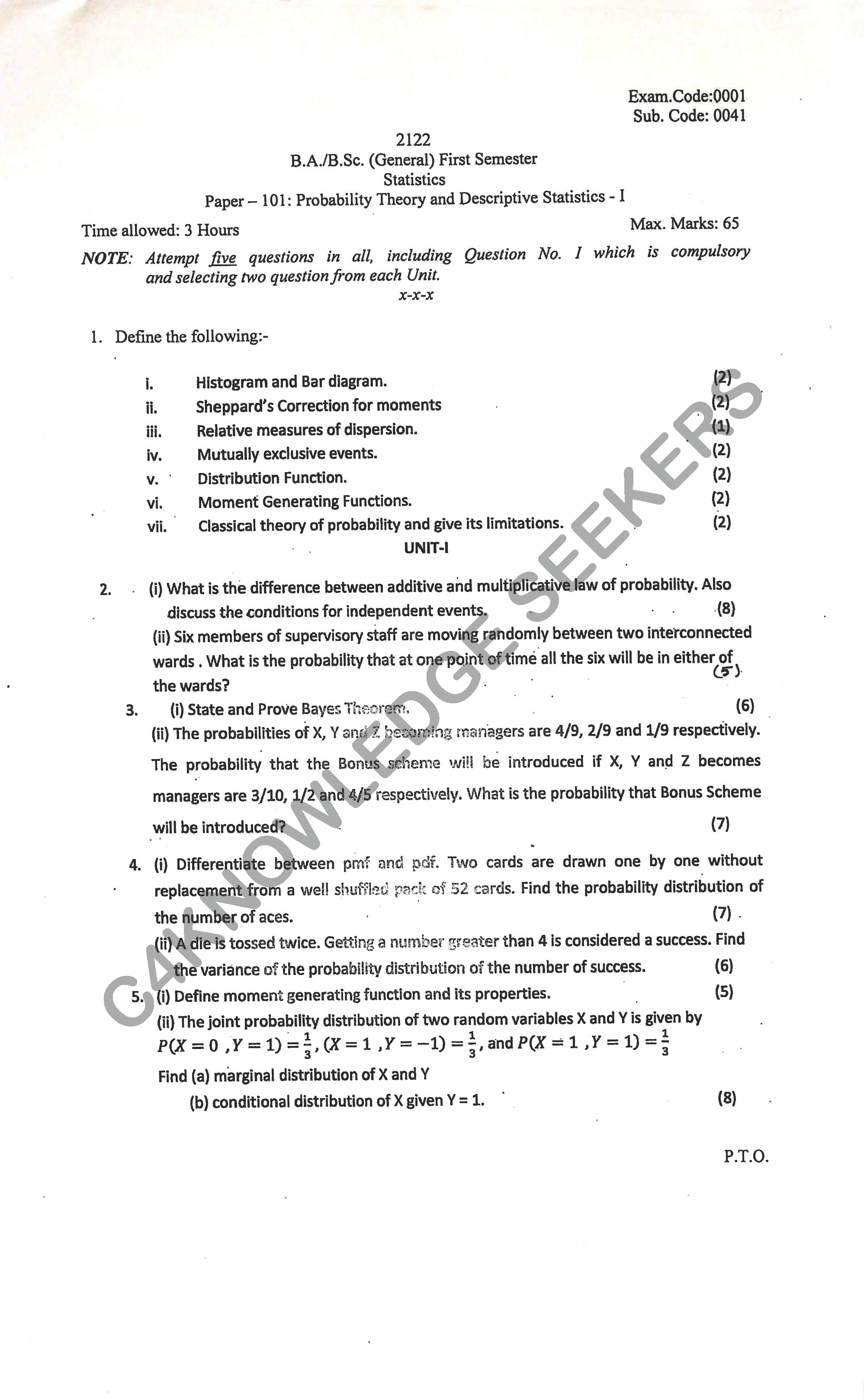 Question Paper Page 1