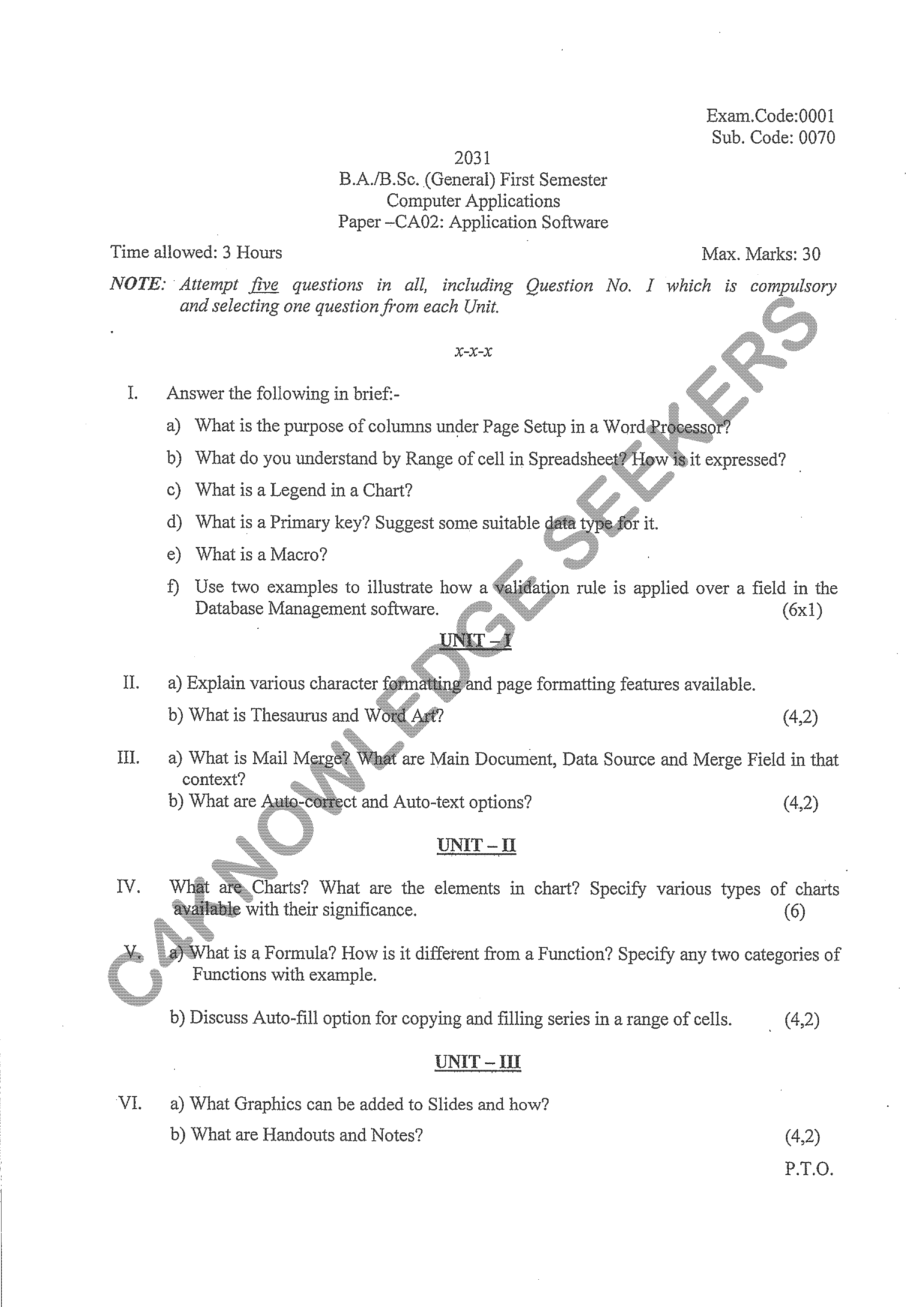 Question Paper Page 1